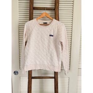 Patagonia Organic Cotton Quilted Crewneck Sweater‎ XS Pink Beige Textured Casual